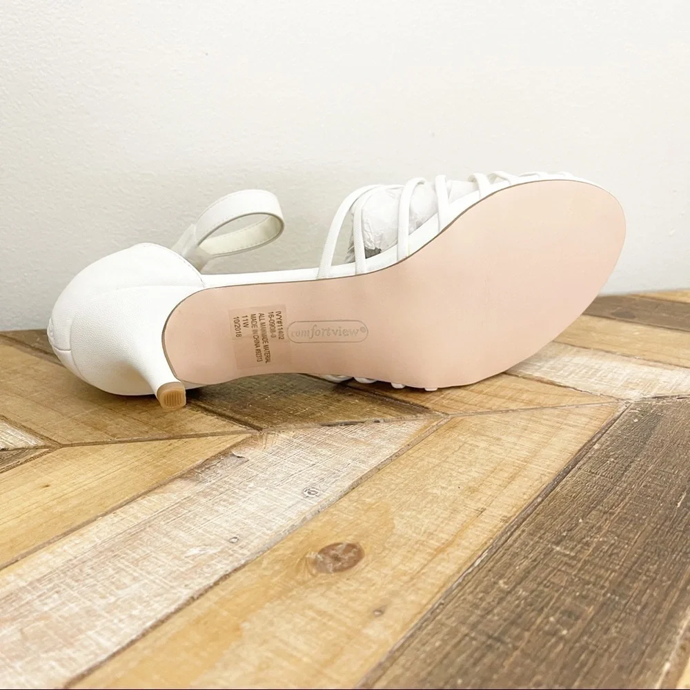 Comfortview Ivy White Strappy Sandals 11W wide width - Picture 9 of 9